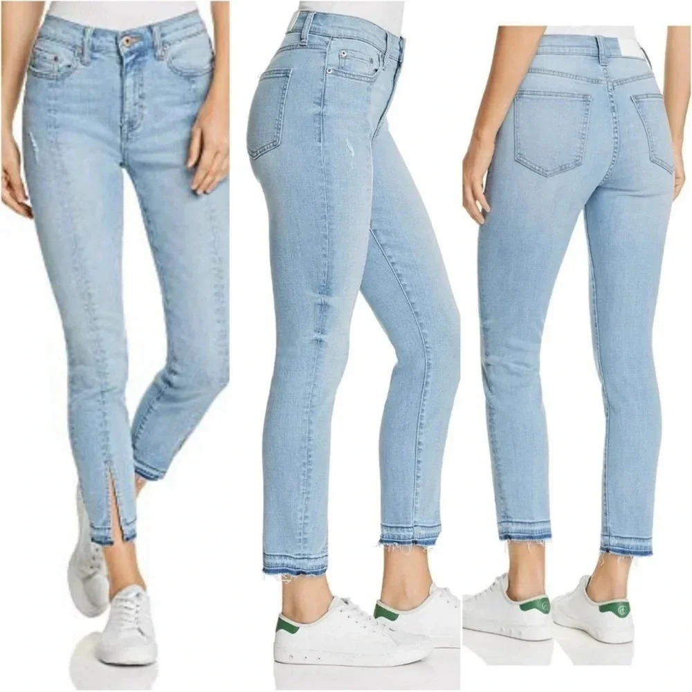Pistola High Rise Split Frayed Hem Denim Jeans Size 28 Almost Famous Light Wash